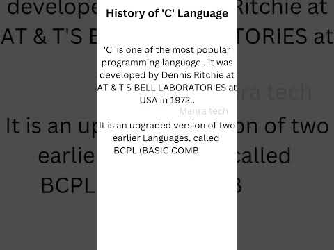 History of 'C' Language /Programming in C #programminginc#learning  #programminglanguage#shortvideo