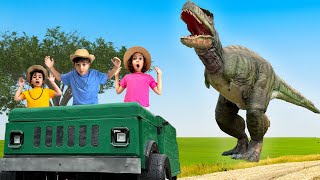 Educational Dinosaur video for KIDS | Atrin, Soren & Nikan visit life size dinosaurs in DINO Farm