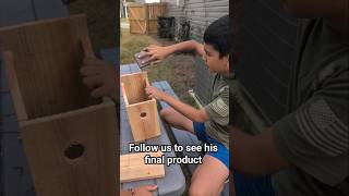 Homeschool shop class: Building a birdhouse! 🐦🛠️ #KidsDIY #BirdhouseBuild  #HandsOnLearning #STEM