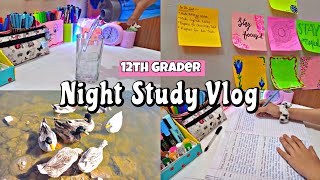 Night Study Vlog 🌱 Night Study Routine 🌷 Study Vlog 🥀 How to make notes 🍧 class 12th ⛱️