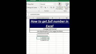 #How to Display Full Numbers in Excel Without Truncation #excelcourse #FullNumberInExcel