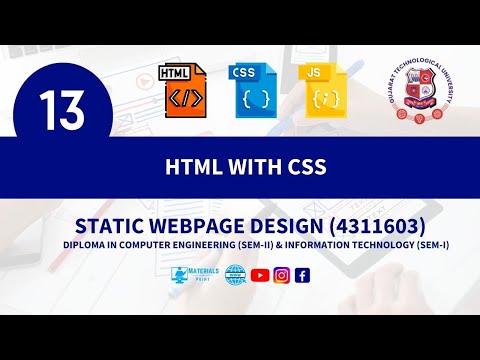 STATIC WEB PAGE DESIGNING |  HTML WITH CSS |  PART 13 | MATERIALS POINT
