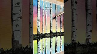 🤩 Watercolor fun! How to paint easy aspen trees! #watercolor #art #watercolortutorial #watercolor