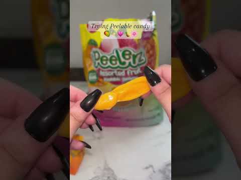 Trying peelable gummy candy 🥭 #peelablecandy #gummy #candy