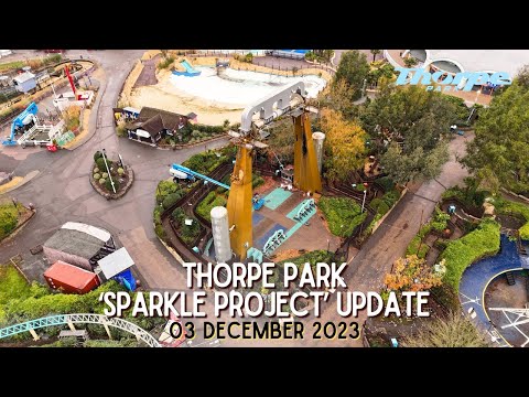 Thorpe Park 'Sparkle Project' Aerial Update | Drone Flyover | Dec 2023