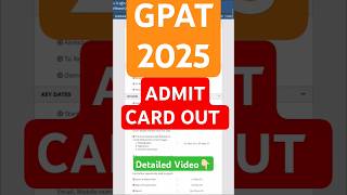 GPAT 2025 ADMIT CARD OUT, GPAT EXAM 2025 ADMIT CARD RELEASED DOWNLOAD NOW,ADMIT CARD GPAT 2025 #gpat