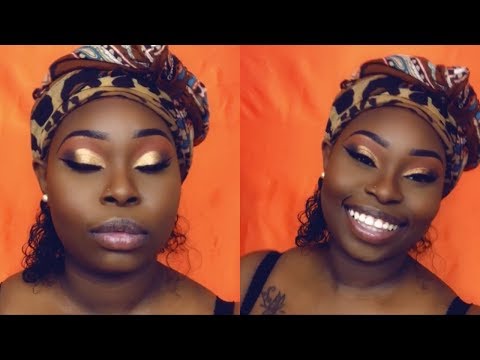 Spring Makeup Tutorial | Gold Cut-Crease Eyeshadow Look| Dark-Skinned Friendly | IamSarine