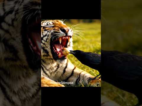 Fearless Bird Performs Surgery on a Tiger 😱 #wildlife #wildliferescue #natureshorts