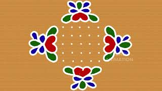 Easy & simple rangoli 11*1dots | Latest muggulu | Chukkala muggulu | Rangoli| Trendyanimation
