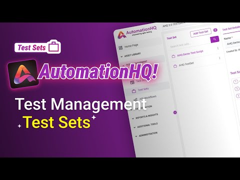 Test Management - Test Sets in AHQ