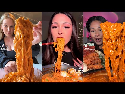 Spicy Buldak Samyang Noodles Mukbang TikTok Compilation ASMR 🍜🌶️🍲