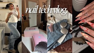 Nail Tech Vlog | come to work with me, unboxing nail products, new pink lamp + more *realistic*