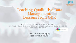 IASSIST Professional Development Webinar Series: Teaching Qualitative Data Management