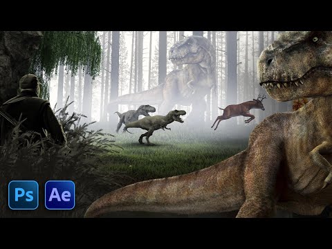 Photoshop Tutorial - How to create a manipulation poster (The hunter is hunting dinosaurs)