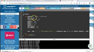 Cox Ross Rubinstein Binomial model with loop on parameters