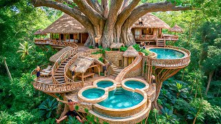 250 Days Building a Massive Underground House Complex with Multi-Tier Hot Pools Using Primitive Tool