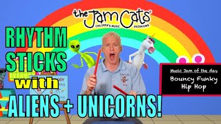 Bouncy Funky Hip Hop Rhythm Sticks - Tap along  Kindergarten and Preschool Learning Video