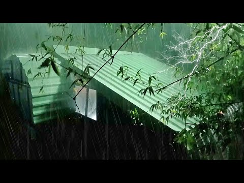 Overcome Stress to Sleep Instantly with Heavy Rain ⭐ Paramount Thunder Sounds on a Tin Roof at Night