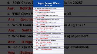 August Monthly Current Affairs | Current Affairs 2025 Monthly | Current Affairs 2025 August |