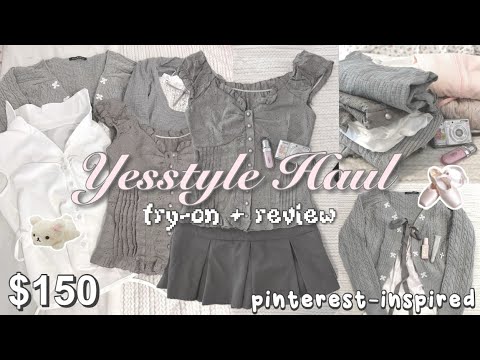 $150 Yesstyle Clothing Try-On Haul! 🎀🧺 || (trendy, acubi, coquette) | aesthetic pinterest clothes
