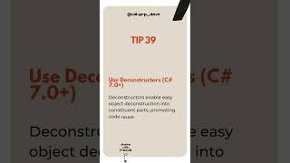 Tip 39 of 100: Use Deconstructors  #coding #codinghacks #programminglanguage #csharp