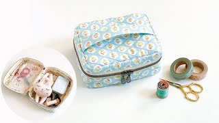 How to sew Daily Essential Pouch | Quilted Zipper Case | Sewing Pattern | Handmade Bag
