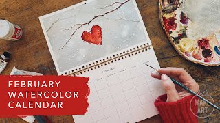 Painting a Watercolor Calendar | February Watercolor Calendar Spread