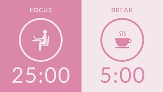 25/5 Pomodoro Timer with Pink Noise 🎧 2-Hour Study with Me for Deep Focus & ADHD ✨