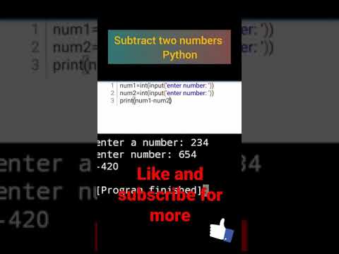 Subtract two numbers #python#shorts #ytshorts #shortsyt