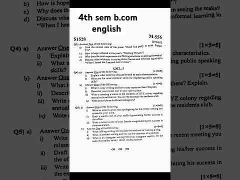 4th sem b.com eglish question paper mysore university 2024