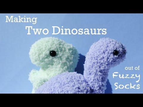 How to Make 2 Types of Fuzzy Sock Dinosaurs | T-Rex and Brachiosaurus