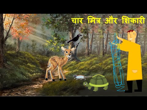Char Mitra aur Shikari - kavita (चार  मित्र  और  शिकारी - कविता)