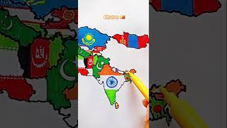 Draw Flag Map of bhutan 🇧🇹 #bhutan