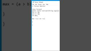 Ternary Operator java program #short #java #shorts #ytshorts #viral #javaprogramming #javaprogram
