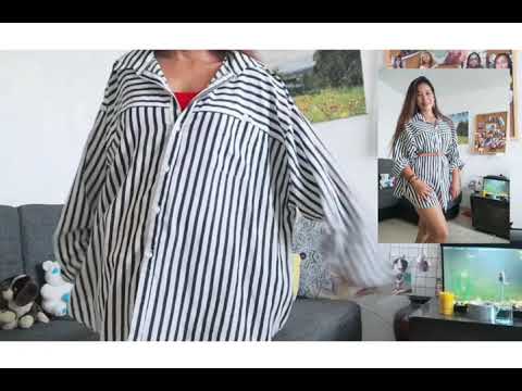 large shirt turned mini dress