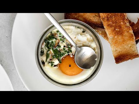 Coddled Eggs with Mushrooms and Kale