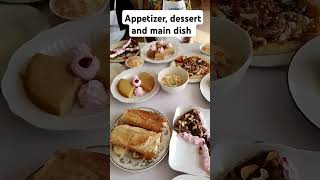 Appetizer, dessert and main dish sitting pretty #food#youtubeshorts .