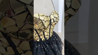Corset gold black tiered long prom dress #dress #prom #fashion #promdresses #custommade #fashionweek