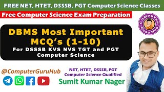 DBMS Most Important MCQs 1-10 | DSSSB | TGT | PGT | Computer Science Teacher