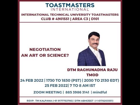ITU Toastmasters Meeting - Negotiation an Art or Science?