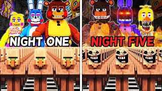 I Made 100 Villagers Simulate Survival At The Five Nights at Freddy's 2 Movie in Minecraft