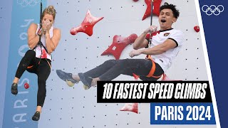 Racing Against the Time 🧗‍♂️ | 10 Fastest Speed climbing times at #Paris2024 😮‍💨 | Top Moments