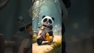 Cutest Panda and Chick Ride Ever – Adorable Scooter Adventure! #PandaAndChick #CuteRide #ai