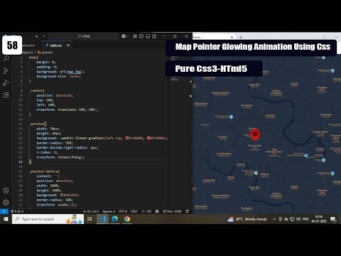 Map Pointer Glowing location using Css and Html || Pure Css and Html Tutorial for beginers