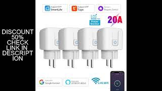 Tuya 16A,20A Smart Plug WiFi Socket EU Power Monitoring Timing Function Works with Alexa, Google Hom