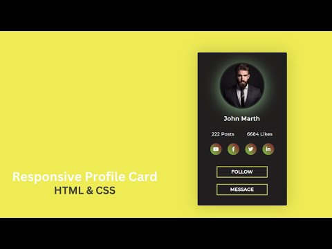 How to Create Responsive Profile Card in HTML & CSS Step by Step Tutorial 2025