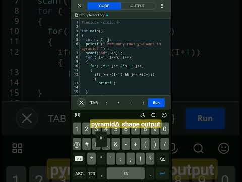 #7 pyramid∆ shape output #c language #education #coding #job  #programming #interviewquestions