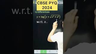 Q) Differentiate y=log(𝑥+√(𝑥^2+a^2 ))  w.r.t. 𝑥.. #cbse2026 #maths #cbse #class12maths #cbse