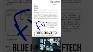 Blue Clouds SOFTECH LTD Stock Split News • Blue Cloud Softech Solutions News, Blue Cloud Softech 🎯