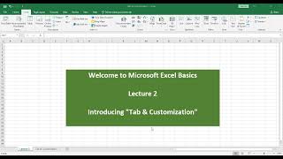 Excel For Beginners In Simple Terms | (Part 3) | Lecture 2 | Tabs And Ribbon Customization